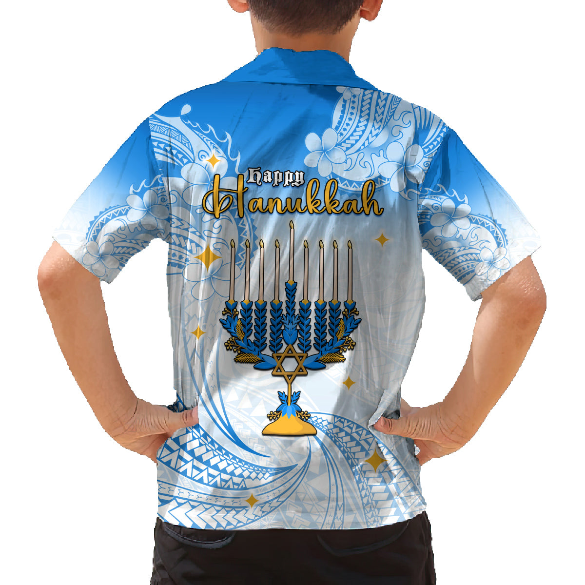 Polynesia Hanukkah Festival Family Matching Puletasi Dress and Hawaiian Shirt With Menorah Polynesian Style LT05 - Polynesian Pride