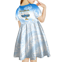 Polynesia Hanukkah Festival Kid Short Sleeve Dress With Menorah Polynesian Style LT05 - Polynesian Pride