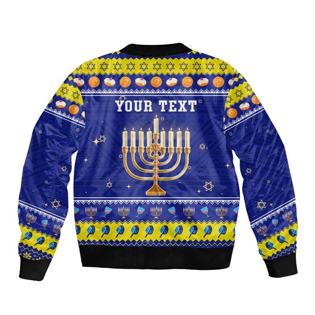 Personalised Polynesia Christmukkah Bomber Jacket Menorah With Polynesian Tribal Pattern LT05 - Polynesian Pride
