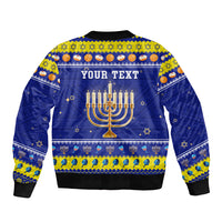 Personalised Polynesia Christmukkah Bomber Jacket Menorah With Polynesian Tribal Pattern LT05 - Polynesian Pride
