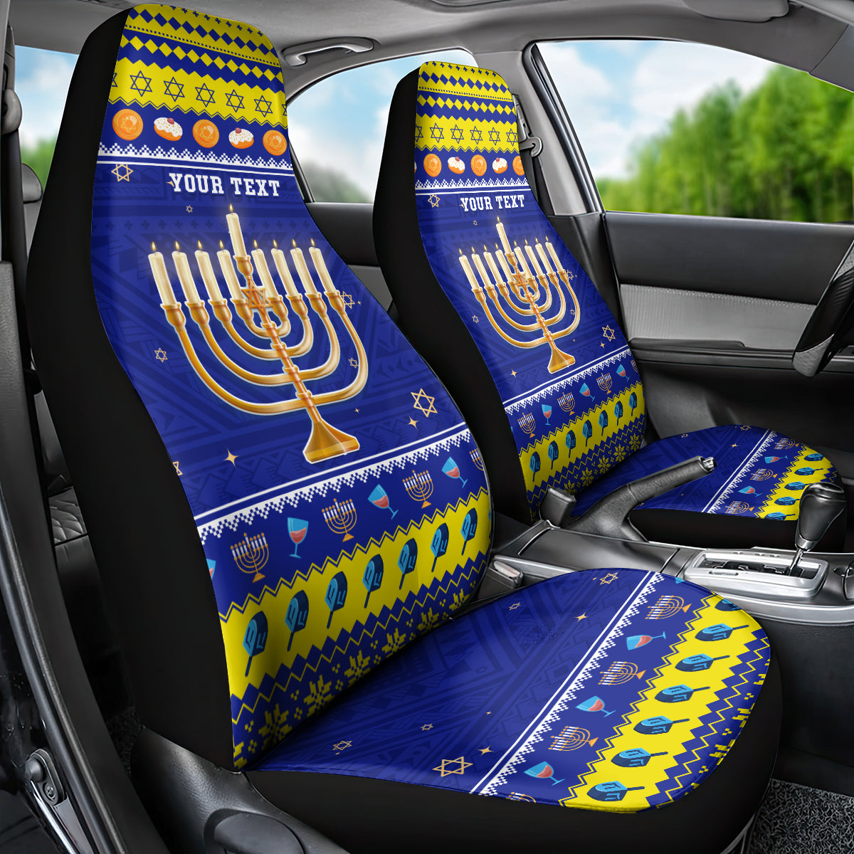 Personalised Polynesia Christmukkah Car Seat Cover Menorah With Polynesian Tribal Pattern LT05 - Polynesian Pride