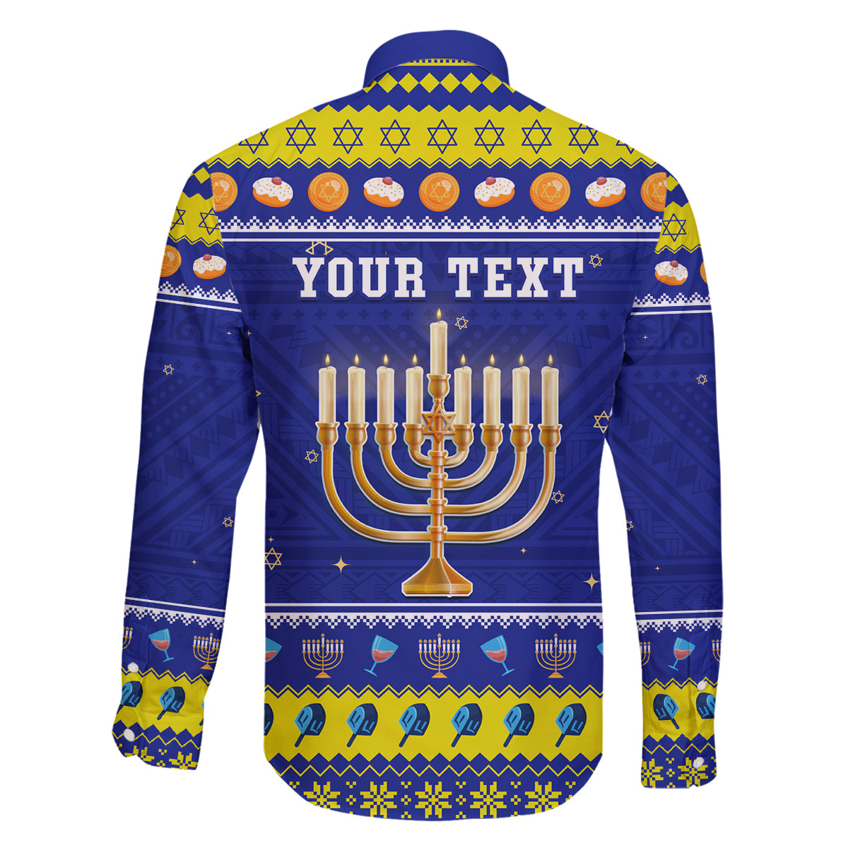Personalised Polynesia Christmukkah Family Matching Long Sleeve Bodycon Dress and Hawaiian Shirt Menorah With Polynesian Tribal Pattern LT05 - Polynesian Pride