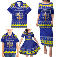 Personalised Polynesia Christmukkah Family Matching Puletasi Dress and Hawaiian Shirt Menorah With Polynesian Tribal Pattern LT05 - Polynesian Pride