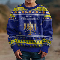 Personalised Polynesia Christmukkah Kid Ugly Christmas Sweater Menorah With Polynesian Tribal Pattern LT05 - Polynesian Pride