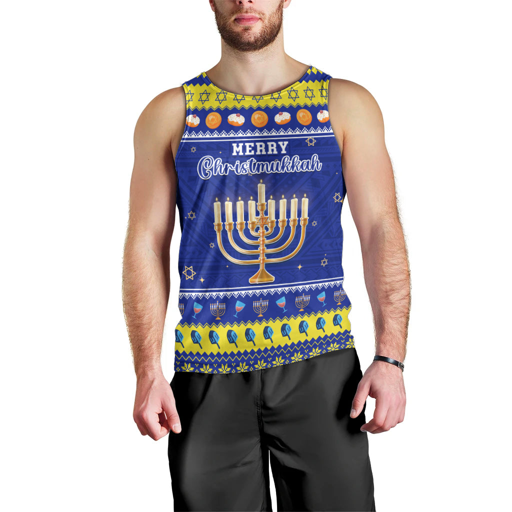 Personalised Polynesia Christmukkah Men Tank Top Menorah With Polynesian Tribal Pattern LT05 - Polynesian Pride