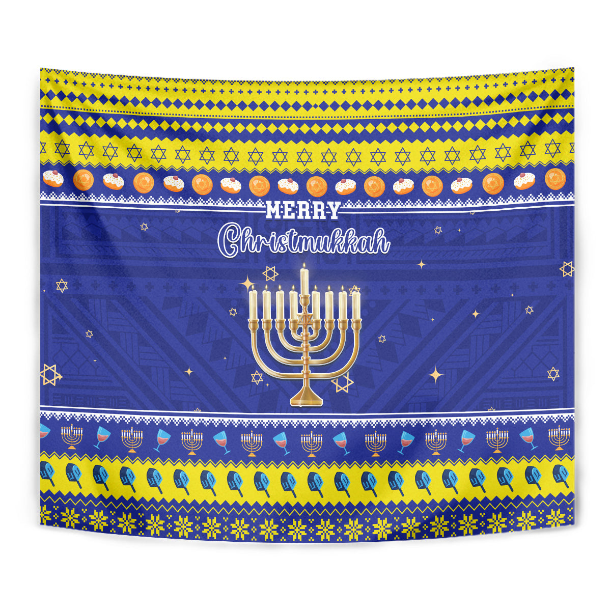 Polynesia Christmukkah Tapestry Menorah With Polynesian Tribal Pattern LT05 - Polynesian Pride