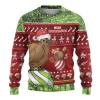 New Zealand Kiwi Christmas Ugly Christmas Sweater Paua Shell Glitter Green