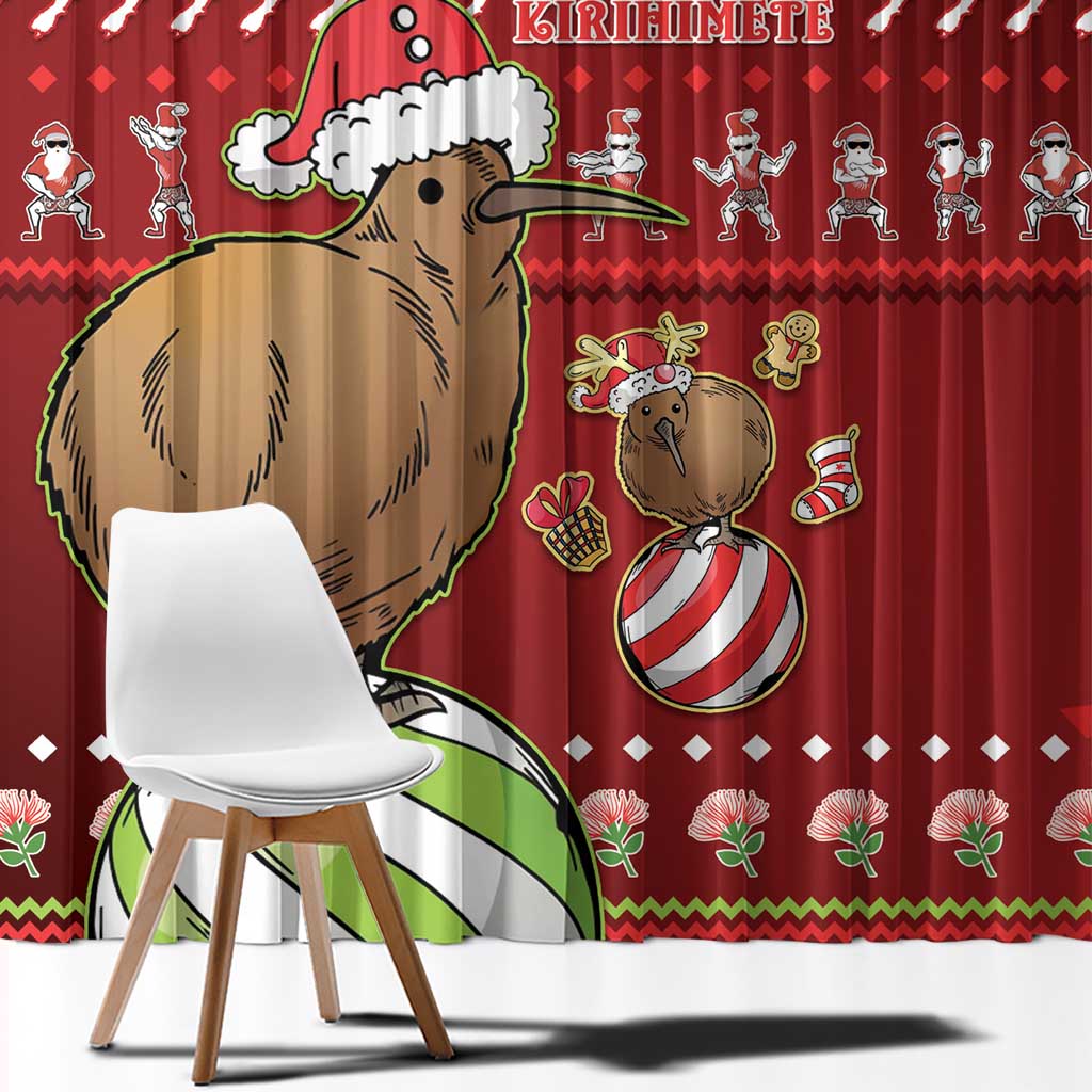 New Zealand Kiwi Christmas Window Curtain Paua Shell Glitter Green