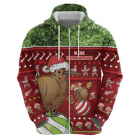 New Zealand Kiwi Christmas Zip Hoodie Paua Shell Glitter Green LT05 - Polynesian Pride