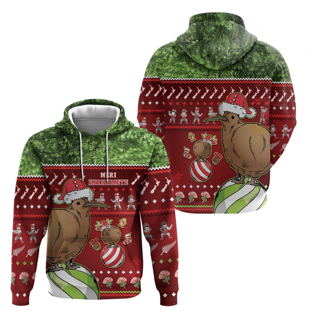 New Zealand Kiwi Christmas Zip Hoodie Paua Shell Glitter Green LT05 - Polynesian Pride