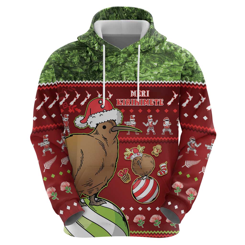 New Zealand Kiwi Christmas Zip Hoodie Paua Shell Glitter Green LT05 - Polynesian Pride