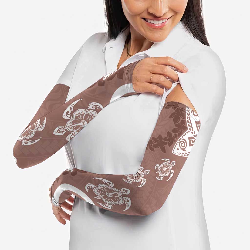 Polynesia Arm Sleeves Brown Tribal Turtle Floral Pattern - Polynesian Pride