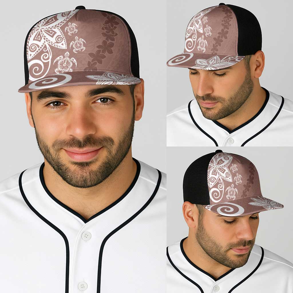 Polynesia Baseball Net Cap Brown Tribal Turtle Floral Pattern - Polynesian Pride