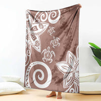 Polynesia Blanket Brown Tribal Turtle Floral Pattern