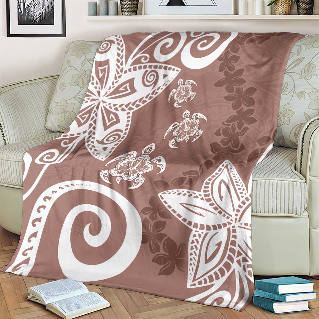 Polynesia Blanket Brown Tribal Turtle Floral Pattern