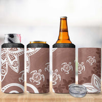Polynesia 4 in 1 Can Cooler Tumbler Brown Tribal Turtle Floral Pattern