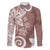 Polynesia Family Matching Off The Shoulder Long Sleeve Dress and Hawaiian Shirt Brown Tribal Turtle Floral Pattern