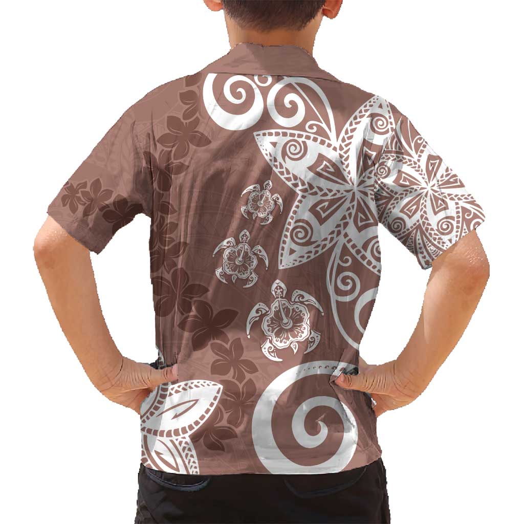 Polynesia Family Matching Tank Maxi Dress and Hawaiian Shirt Brown Tribal Turtle Floral Pattern LT05 - Polynesian Pride
