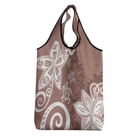 Polynesia Grocery Bag Brown Tribal Turtle Floral Pattern