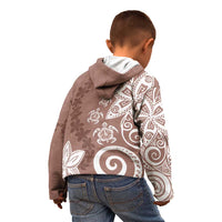 Polynesia Kid Hoodie Brown Tribal Turtle Floral Pattern