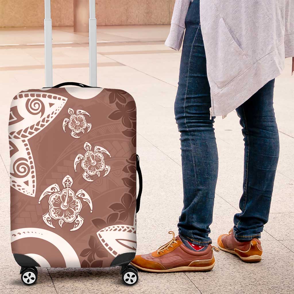 Polynesia Luggage Cover Brown Tribal Turtle Floral Pattern LT05 Brown - Polynesian Pride