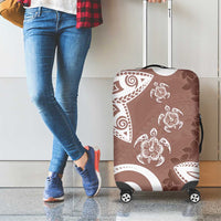 Polynesia Luggage Cover Brown Tribal Turtle Floral Pattern