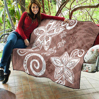 Polynesia Quilt Brown Tribal Turtle Floral Pattern