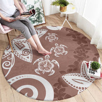 Polynesia Round Carpet Brown Tribal Turtle Floral Pattern LT05 - Polynesian Pride