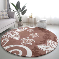 Polynesia Round Carpet Brown Tribal Turtle Floral Pattern LT05 - Polynesian Pride