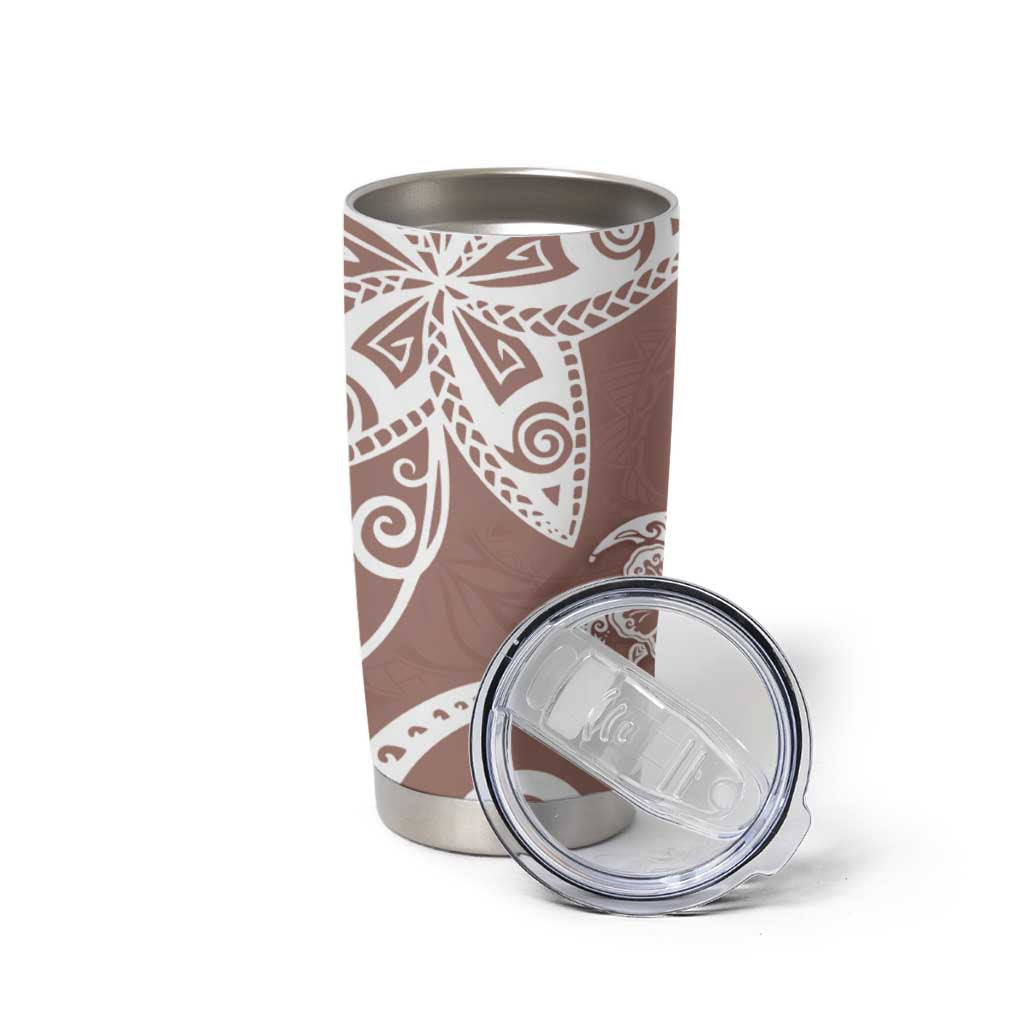 Polynesia Tumbler Cup Brown Tribal Turtle Floral Pattern