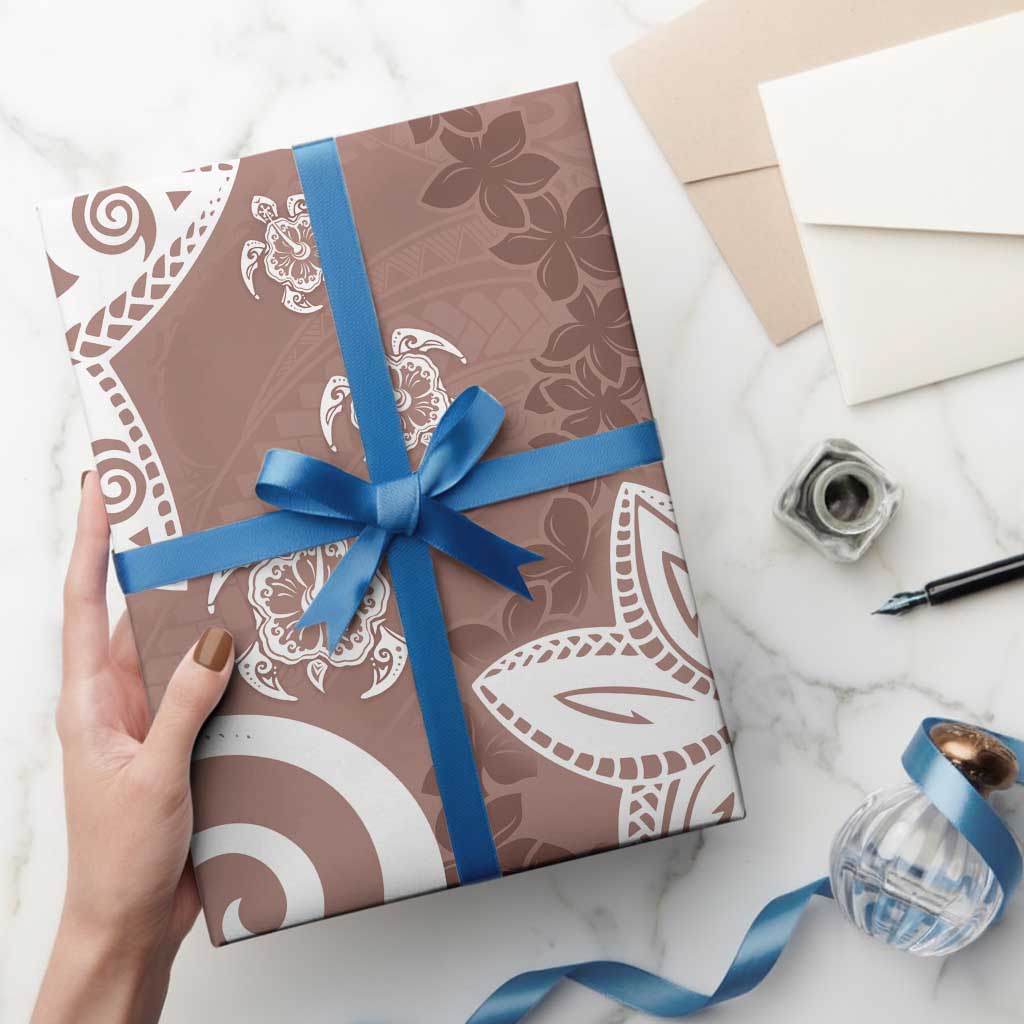 Polynesia Wrapping Paper Brown Tribal Turtle Floral Pattern - Polynesian Pride