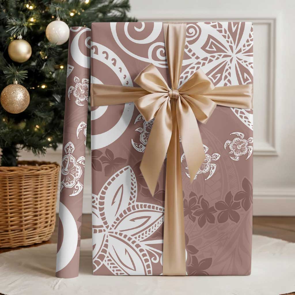 Polynesia Wrapping Paper Brown Tribal Turtle Floral Pattern - Polynesian Pride
