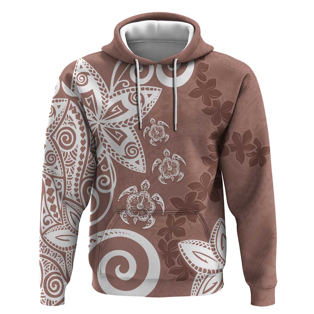 Polynesia Zip Hoodie Brown Tribal Turtle Floral Pattern LT05 Pullover Hoodie Brown - Polynesian Pride