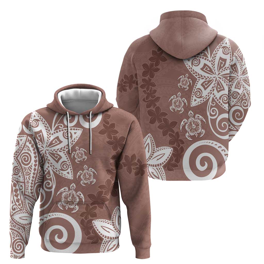 Polynesia Zip Hoodie Brown Tribal Turtle Floral Pattern LT05 - Polynesian Pride