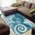 Polynesia Area Rug Hippie Blue Tribal Turtle Floral Pattern