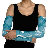 Polynesia Arm Sleeves Hippie Blue Tribal Turtle Floral Pattern - Polynesian Pride