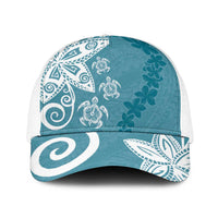 Polynesia Baseball Net Cap Hippie Blue Tribal Turtle Floral Pattern - Polynesian Pride