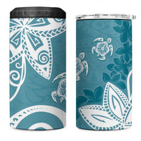 Polynesia 4 in 1 Can Cooler Tumbler Hippie Blue Tribal Turtle Floral Pattern