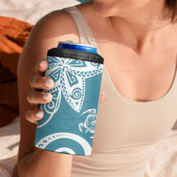 Polynesia 4 in 1 Can Cooler Tumbler Hippie Blue Tribal Turtle Floral Pattern