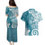Polynesia Couples Matching Puletasi and Hawaiian Shirt Hippie Blue Tribal Turtle Floral Pattern