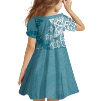 Polynesia Family Matching Short Sleeve Bodycon Dress and Hawaiian Shirt Hippie Blue Tribal Turtle Floral Pattern LT05 - Polynesian Pride