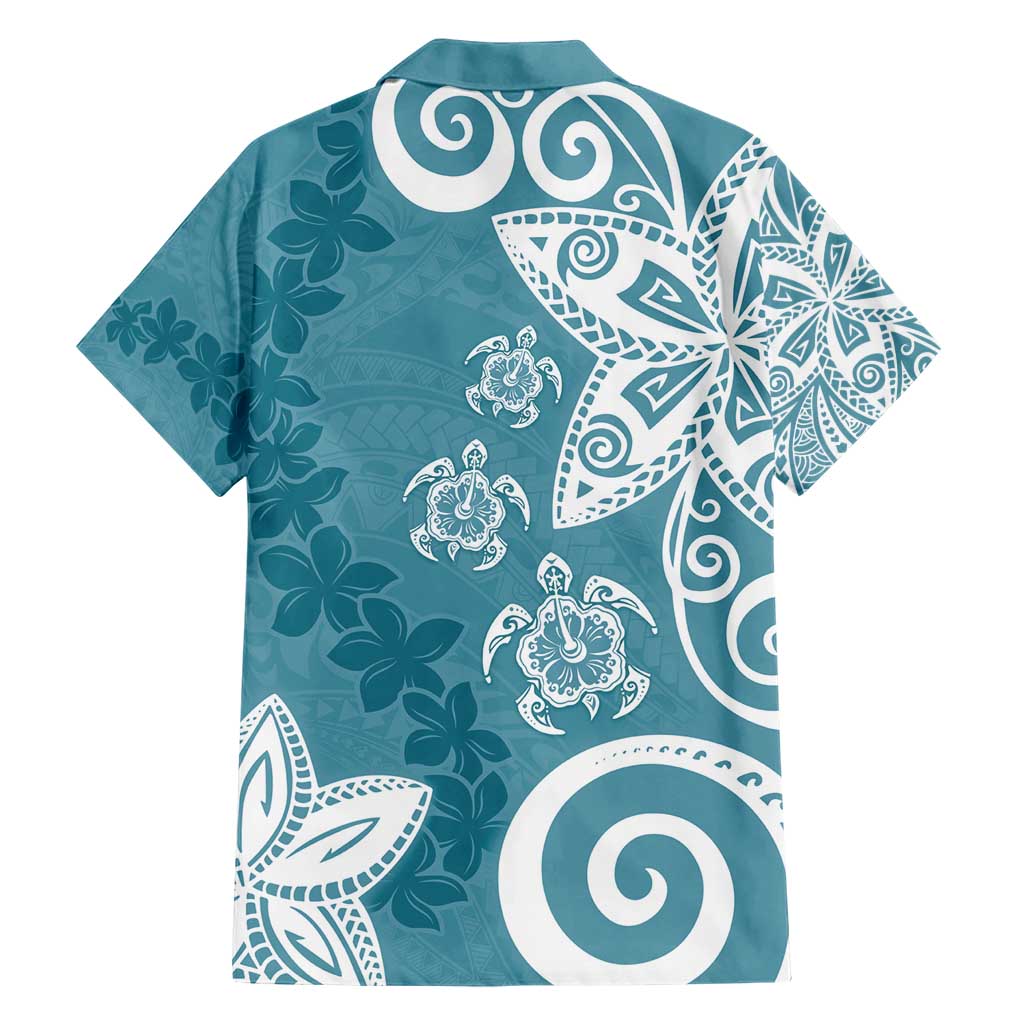 Polynesia Family Matching Short Sleeve Bodycon Dress and Hawaiian Shirt Hippie Blue Tribal Turtle Floral Pattern LT05 - Polynesian Pride