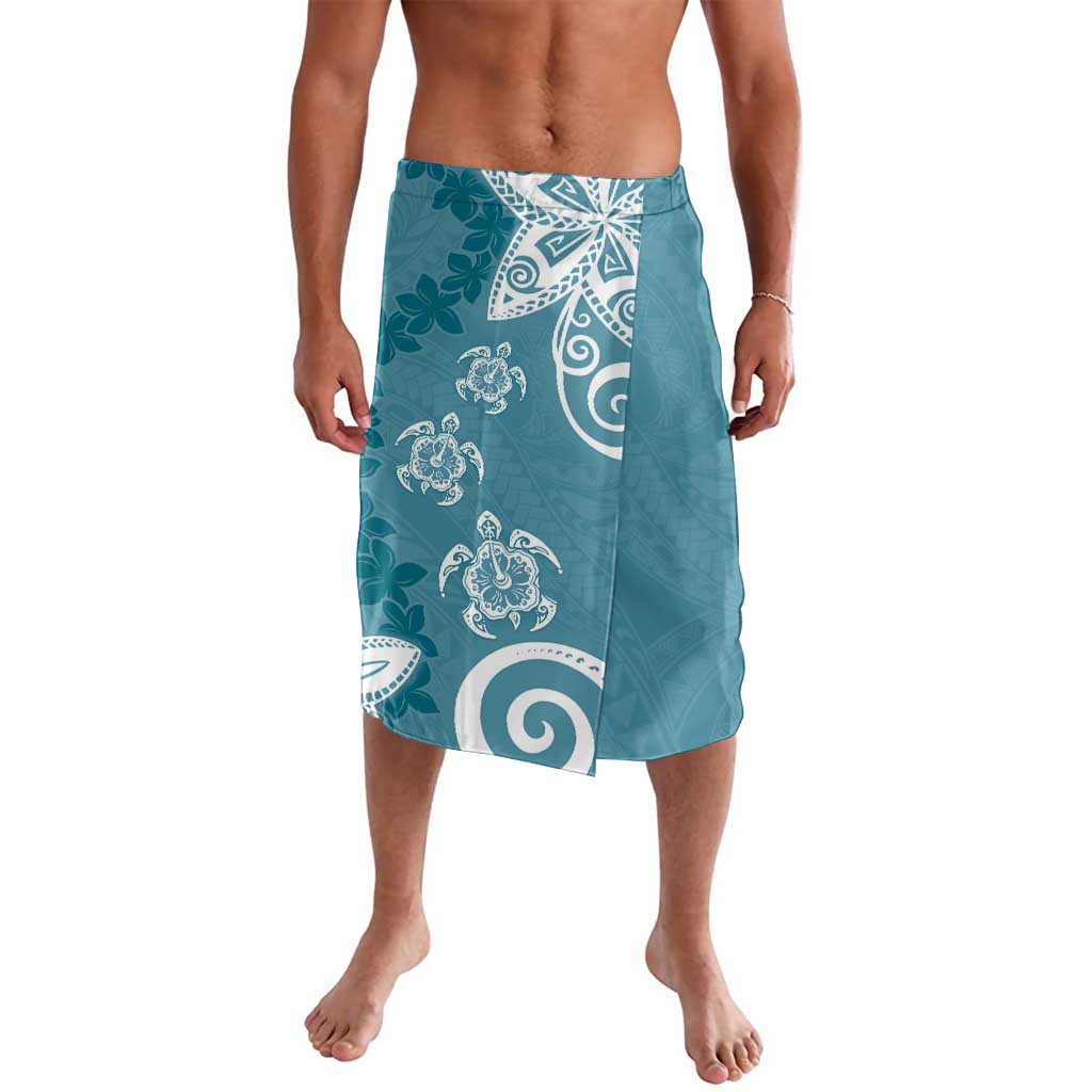 Polynesia Lavalava Hippie Blue Tribal Turtle Floral Pattern