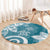 Polynesia Round Carpet Hippie Blue Tribal Turtle Floral Pattern