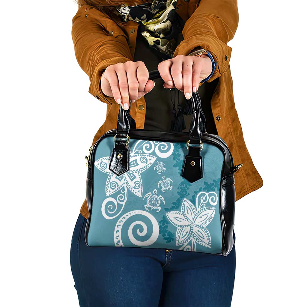 Polynesia Shoulder Handbag Hippie Blue Tribal Turtle Floral Pattern LT05 One Size Blue - Polynesian Pride