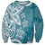 Polynesia Sweatshirt Hippie Blue Tribal Turtle Floral Pattern