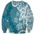 Polynesia Sweatshirt Hippie Blue Tribal Turtle Floral Pattern