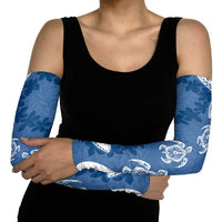 Polynesia Arm Sleeves Blue Tribal Turtle Floral Pattern - Polynesian Pride