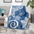 Polynesia Blanket Blue Tribal Turtle Floral Pattern