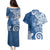 Polynesia Couples Matching Puletasi and Hawaiian Shirt Blue Tribal Turtle Floral Pattern